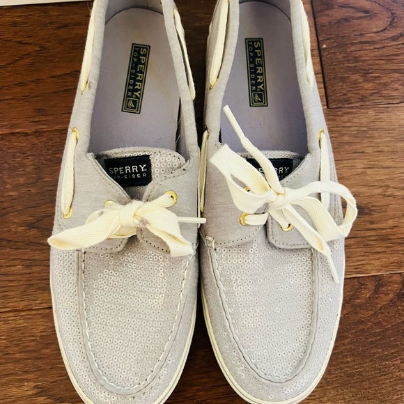 Sperry Baby Blue sequined size 10 Boat Shoes - Picture 2 of 10
